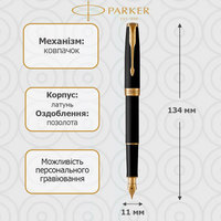 Пір'яна ручка Parker SONNET 17 Matte Black Lacquer GT 84 811